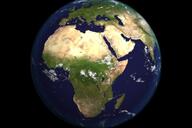 Photo of the globe highlighting the continent of Africa